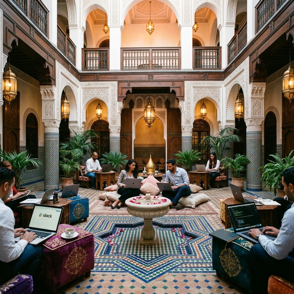Customer Obsession team and Casablanca skyline — Morocco's digital transformation group